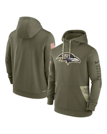 Baltimore Ravens 2022 Salute to Service Therma Performance Pullover Men Hoodie - Olive