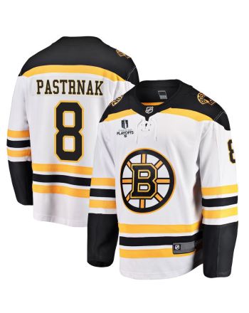 David Pastrnak 8 Boston Bruins Stanley Cup 2023 Playoffs Patch Away Breakaway Men Jersey - White