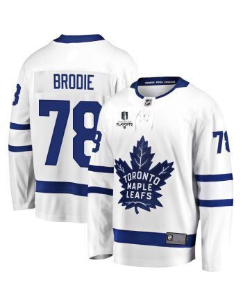 T.J. Brodie 78 Toronto Maple Leafs Stanley Cup 2023 Playoffs Patch Away Breakaway Men Jersey - White