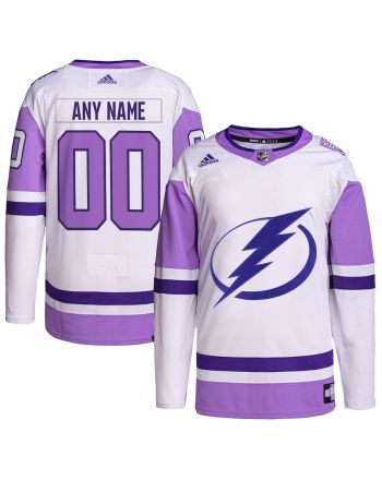 Tampa Bay Lightning Hockey Fights Cancer Primegreen Custom Men Jersey - White/Purple