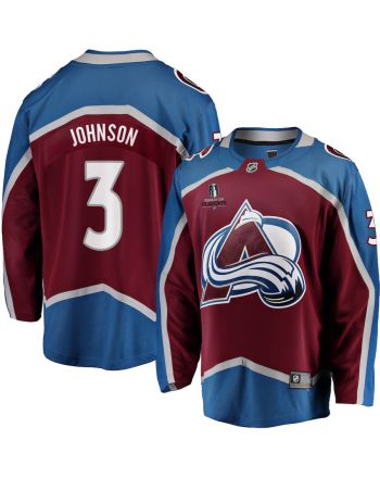 Jack Johnson 3 Colorado Avalanche Stanley Cup 2023 Playoffs Patch Home Breakaway Men Jersey - Burgundy