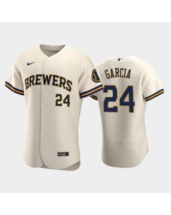 Milwaukee Brewers 24 Avisail Garcia Home Team Cream Jersey Jersey