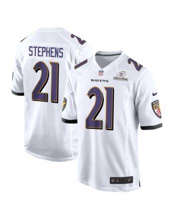 Brandon Stephens 21 Baltimore Ravens 2024 Divisional Patch Game Men Jersey - White