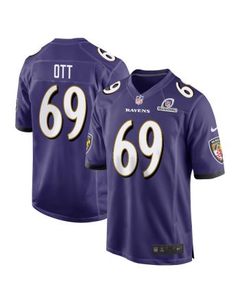 Tyler Ott 69 Baltimore Ravens 2024 Divisional Patch Game Men Jersey - Purple