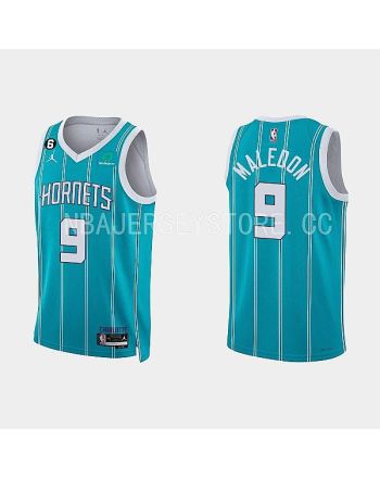 Charlotte Hornets 9 Theo Maledon 2022-23 Icon Edition Teal Men Jersey