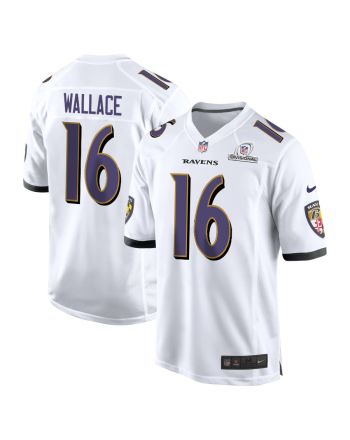 Tylan Wallace 16 Baltimore Ravens 2024 Divisional Patch Game Men Jersey - White