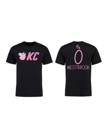 Russell Westbrook 0 Oklahoma City Thunder Pig Print T-Shirt - Black