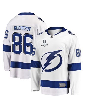 Nikita Kucherov 86 Tampa Bay Lightning Stanley Cup 2023 Playoffs Patch Away Breakaway Men Jersey - White