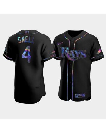 Men's Tampa Bay Rays Blake Snell 4 Black Holographic Golden Edition Jersey Jersey