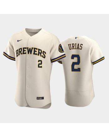 Milwaukee Brewers 2 Luis Urias Home Team Cream Jersey Jersey