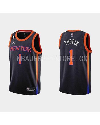 New York Knicks 1 Obi Toppin 2022-23 Statement Edition Black Men Jersey