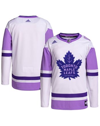 Toronto Maple Leafs Hockey Fights Cancer Primegreen Men Jersey - White/Purple