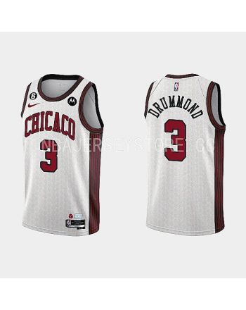 Chicago Bulls 3 Andre Drummond 2022-23 City Edition White Men Jersey