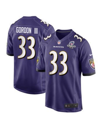 Melvin Gordon III 33 Baltimore Ravens 2023 Playoffs Patch Game Men Jersey - Purple