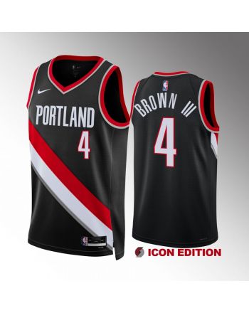 Greg Brown III 4 Portland Trail Blazers 2022-23 Icon Edition Black Jersey