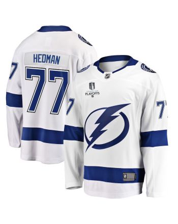 Victor Hedman 77 Tampa Bay Lightning Stanley Cup 2023 Playoffs Patch Away Breakaway Men Jersey - White