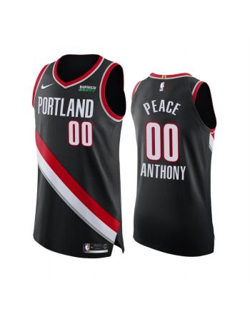 Carmelo Anthony 00 Portland Trail Blazers Black Social Justice Jersey Peace