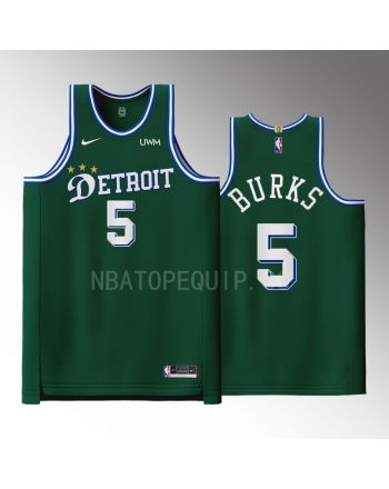 Detroit Pistons 5 Alec Burks Green Men Jersey 2022-23 City Edition