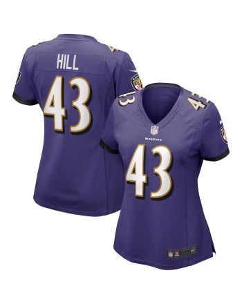 Justice Hill 43 Baltimore Ravens Women's Game Jersey - Purple