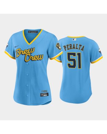 Freddy Peralta 51 Milwaukee Brewers Powder Blue 2022-23 City Connect Women's Jersey