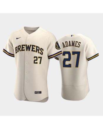 Milwaukee Brewers 27 Willy Adames Home Team Cream Jersey Jersey