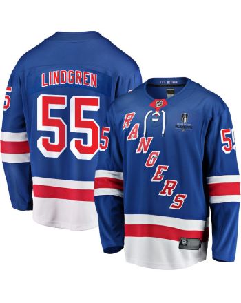 Ryan Lindgren 55 New York Rangers Stanley Cup 2023 Playoffs Patch Home Breakaway Men Jersey - Blue