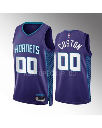 Custom 00 2022-23 Charlotte Hornets Purple Statement Edition Men Jersey Swingman