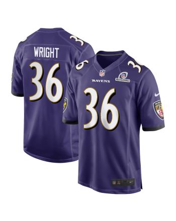 Owen Wright 36 Baltimore Ravens 2024 Divisional Patch Game Men Jersey - Purple