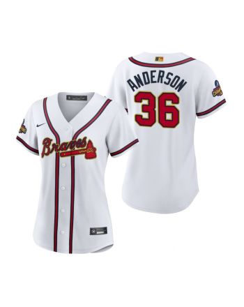 Women's Ian Anderson 36 Atlanta Braves White 2022-23 Gold Program Jersey