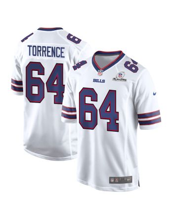 O'Cyrus Torrence 64 Buffalo Bills 2023 Playoffs Patch Game Men Jersey - White