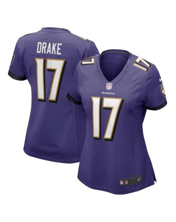 Kenyan Drake 17 Baltimore Ravens Women's Game Player Jersey - Purple