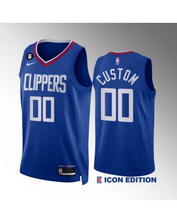 Custom 00 2022-23 LA Clippers Royal Icon Edition Jersey NO.6 Patch