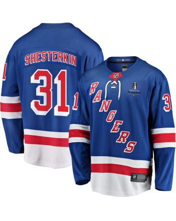 Igor Shesterkin 31 New York Rangers Stanley Cup 2023 Playoffs Patch Home Breakaway Men Jersey - Blue