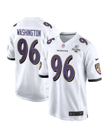 Broderick Washington 96 Baltimore Ravens 2023 Playoffs Patch Game Men Jersey - White