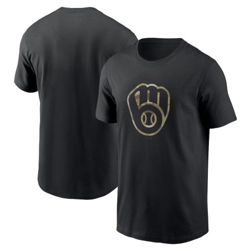 Milwaukee Brewers Camo Logo Team T-Shirt - Black