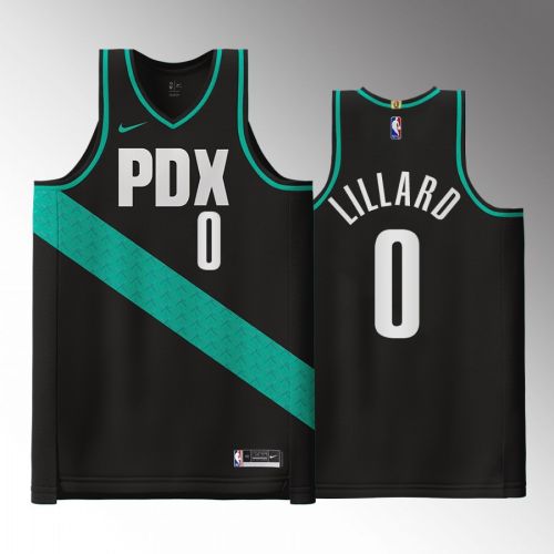 Portland Trail Blazers Damian Lillard 0 2022-23 City Edition Black Men Jersey