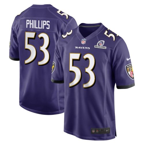 Del'Shawn Phillips 53 Baltimore Ravens 2024 Divisional Patch Game Men Jersey - Purple