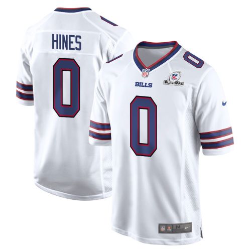 Nyheim Hines 0 Buffalo Bills 2023 Playoffs Patch Game Men Jersey - White