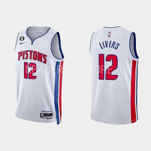 Detroit Pistons Isaiah Livers 12 2022-23 Association Edition White Men Jersey Swingman