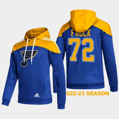 St. Louis Blues 72 Justin Faulk 2022-23 Stylish Blue Hoodie Pullover