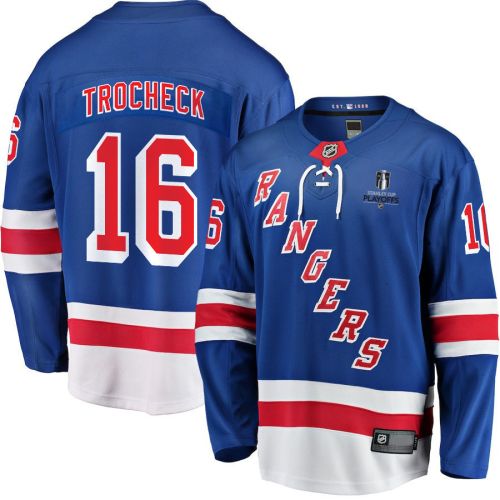 Vincent Trocheck 16 New York Rangers Stanley Cup 2023 Playoffs Patch Home Breakaway Men Jersey - Blue