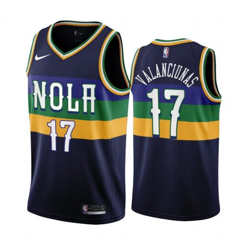 2022-23 New Orleans Pelicans Jonas Valanciunas 17 Navy City Edition Jersey