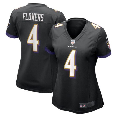 Zay Flowers 4 Baltimore Ravens Women's Team Game Jersey - Black