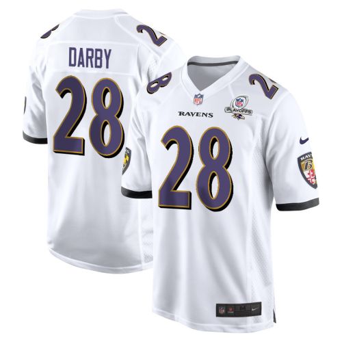 Ronald Darby 28 Baltimore Ravens 2023 Playoffs Patch Game Men Jersey - White