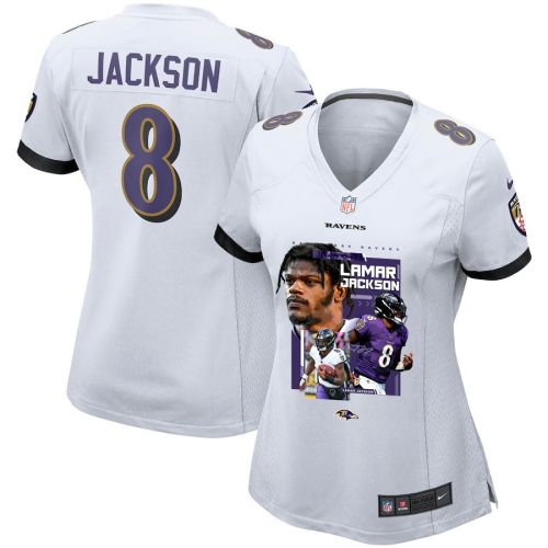 Lamar Jackson 8 Baltimore Ravens Cobra Jackson Women Game Jersey - White