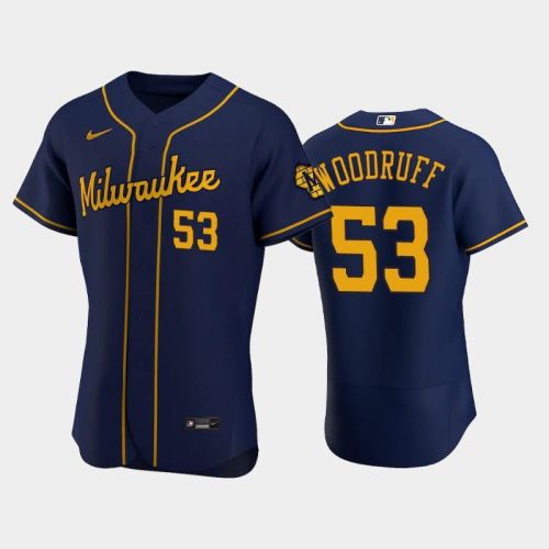 Milwaukee Brewers 53 Brandon Woodruff Alternate Team Navy Jersey Jersey