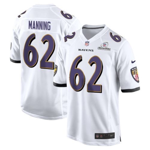 Tashawn Manning 62 Baltimore Ravens 2024 Divisional Patch Game Men Jersey - White