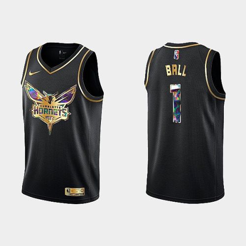 Charlotte Hornets 1 LaMelo Ball 2022-23 Golden Edition Black Men Jersey