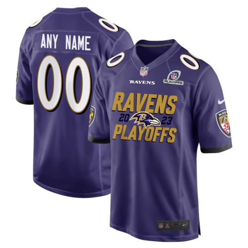 Baltimore Ravens 2023 Playoffs Iconic Game Men Custom Jersey - Purple