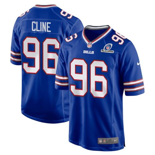 Kameron Cline 96 Buffalo Bills 2023 Playoffs Patch Game Men Jersey - Royal